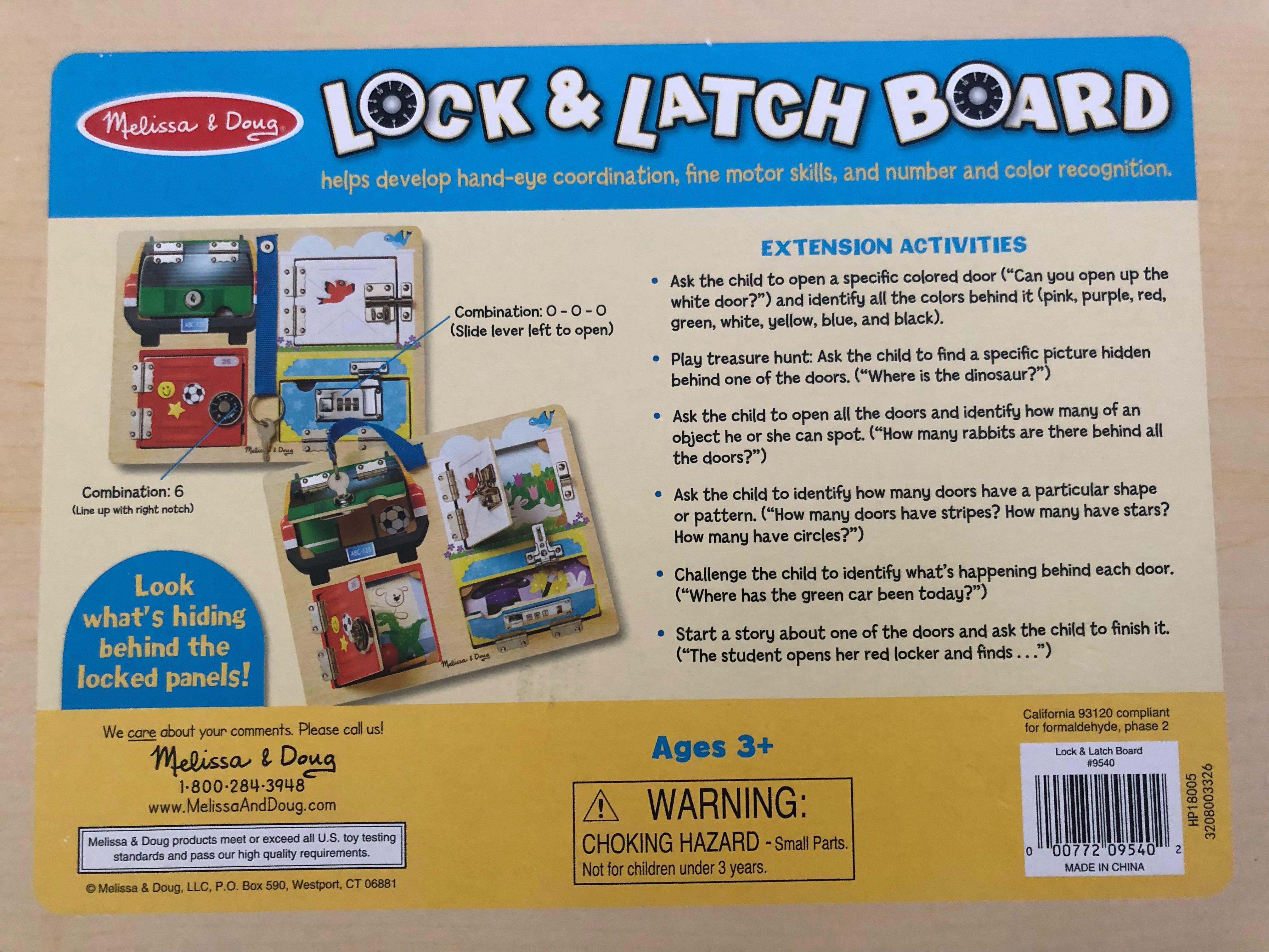 melissa & doug locks and latches board wooden educational toy