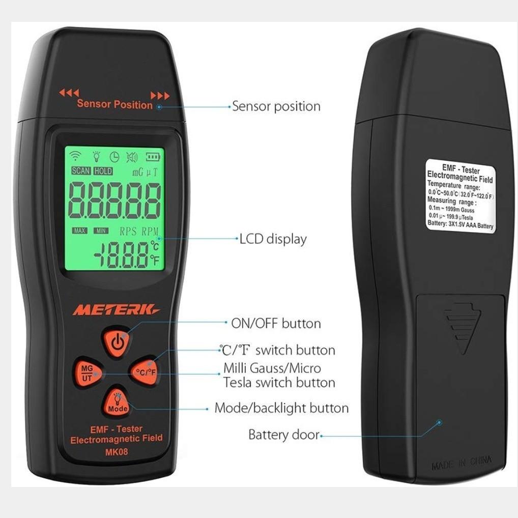 Meterk Mk08 EMF Radiation Tester, Field Radiation