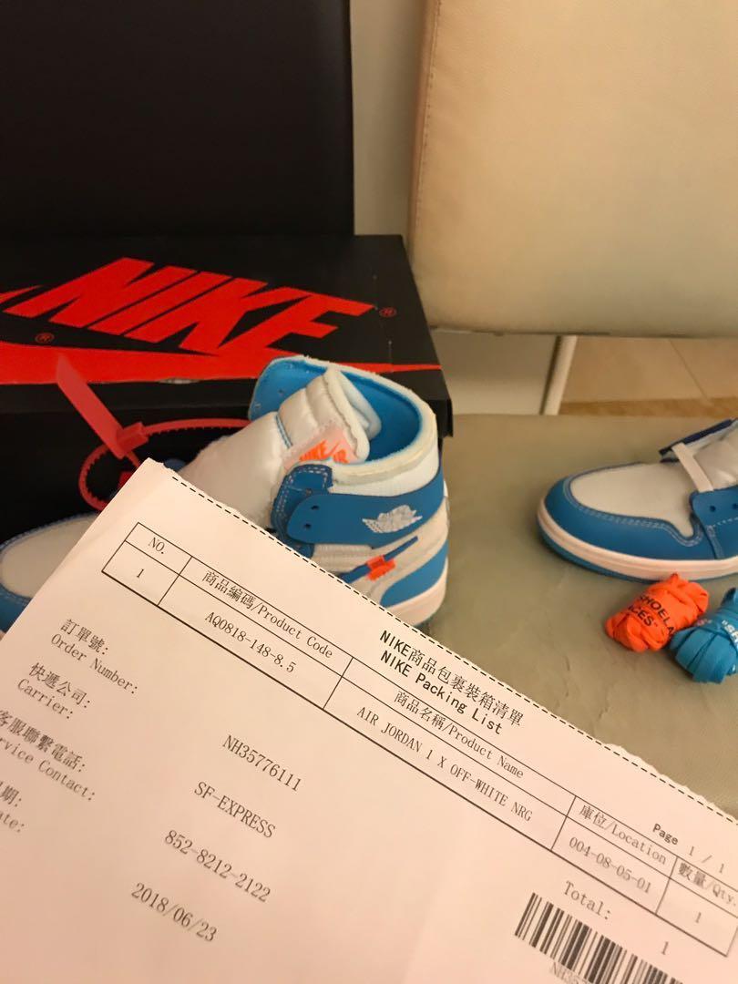 Off white jordan 1 unc receipt 2025