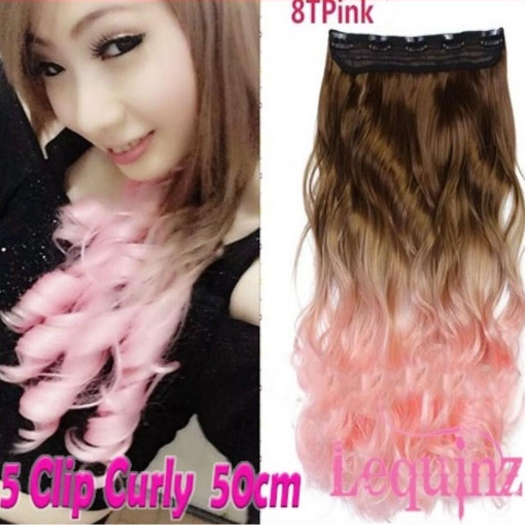 Ombre Curly Light Brown To Pink Wavy Hair Extensions 50cm Women S