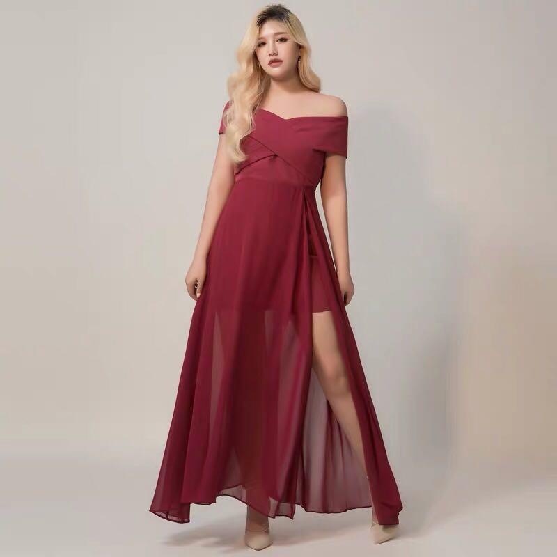 plus size red gown