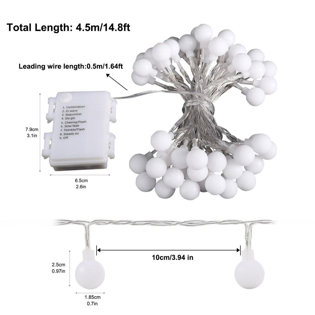 Progreen outdoor string lights 14.8 ft 40 led waterproof ball lights 8 lighting deals