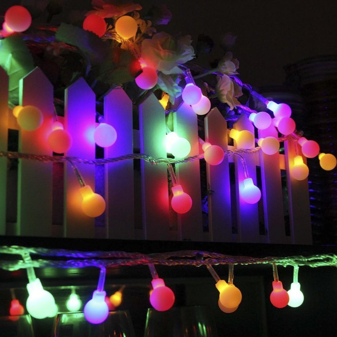 Progreen outdoor string lights 14.8 ft 40 led waterproof ball best sale lights 8 lighting