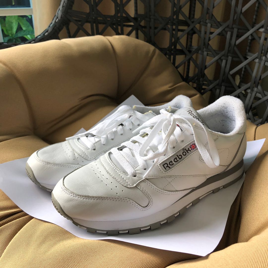 Reebok Classic Leather White and Grey Men s Fashion Footwear
