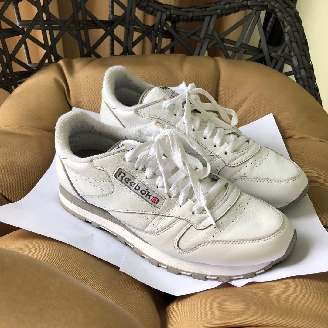 Reebok Classic Leather White and Grey Men s Fashion Footwear