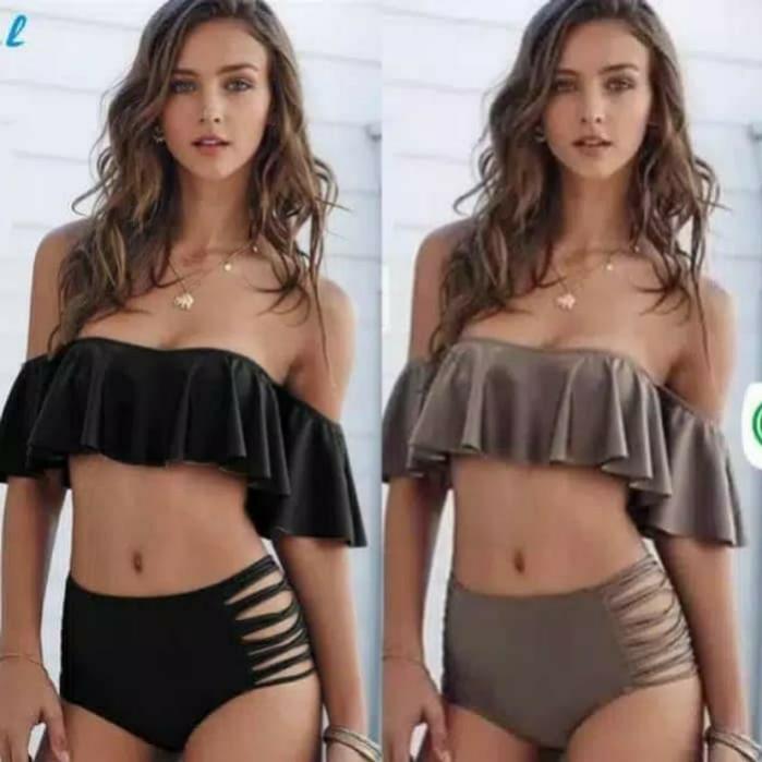 Sabrina Ruffle Bikini Baju Renang Celana Dalam Underwear Lingerie Bra Bh Swimsuit Monokini Tankini Tanktop Jumpsuit Swimwear Pantai Malam Santai Bodycon Bodysuit Tali Busa Kawat Push Up Racerback Wanita Highwaist Hw Tribal