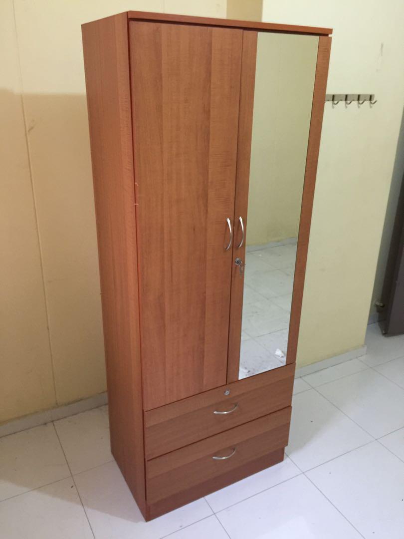 Wardrobe 2 Doors With Mirror Furniture Shelves Drawers On Carousell
