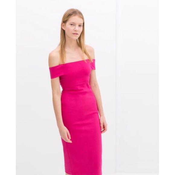 zara hot pink dress