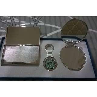 Korean Lacquer Ware Business Card Case, Keychain & Mirror Set
