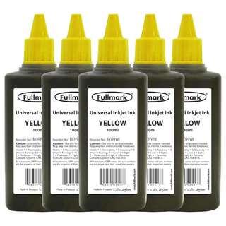 [FREE POSTAGE] 5 x 100ml (YELLOW) Fullmark BI099 Universal Refill Inkjet Ink - Compatible with HP/CANON/EPSON/LEXMARK/BROTHER