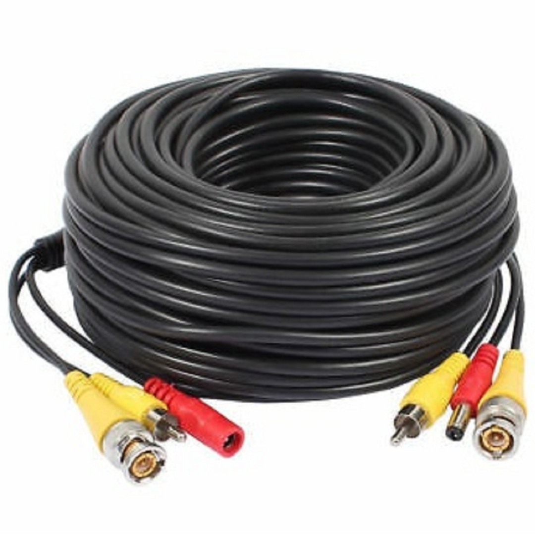 Wennow 2-Pack 25ft CCTV Siamese Video Power Cable – With Free BNC & RCA Connectors – 07490