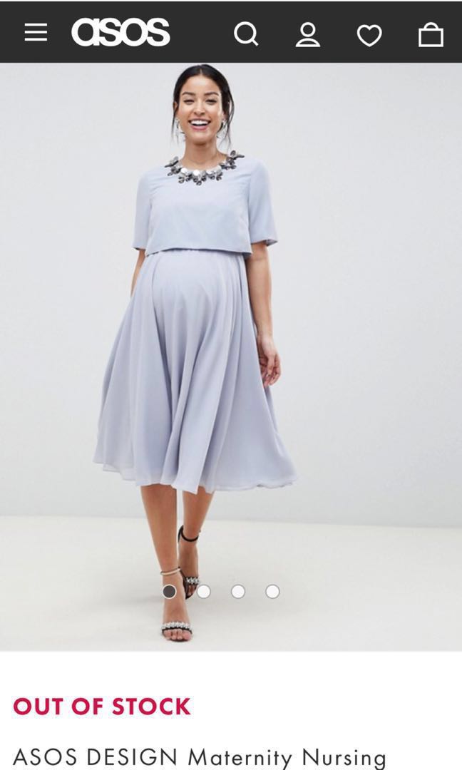 Asos Design Maternity Nursing 3d Embellished Crop Top Midi Skater