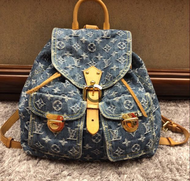 Authentic Louis Vuitton denim backpack, Women's Fashion, Bags