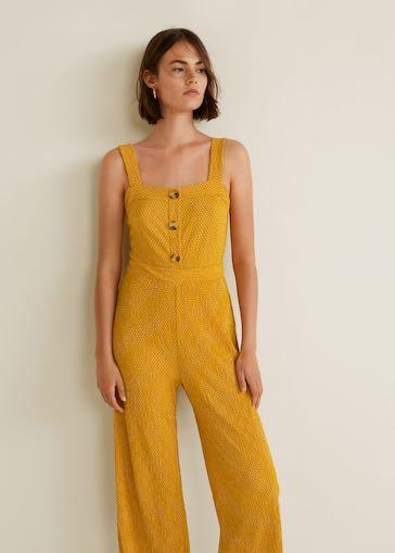 mustard polka dot jumpsuit
