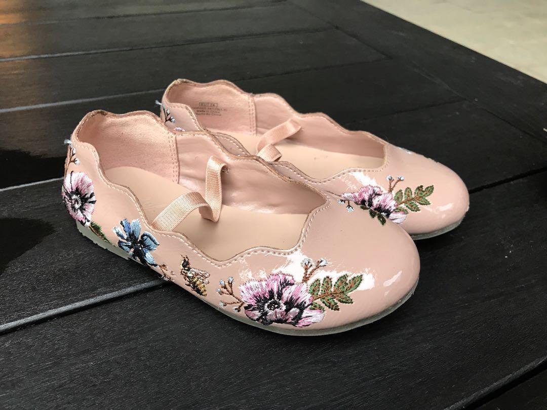 floral embroidered flats