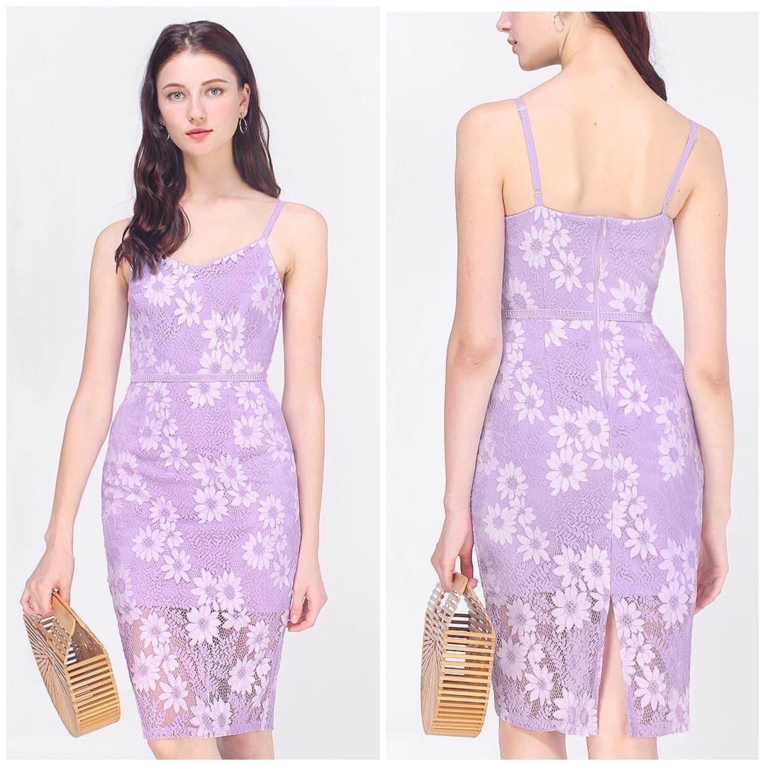 lavender bodycon midi dress