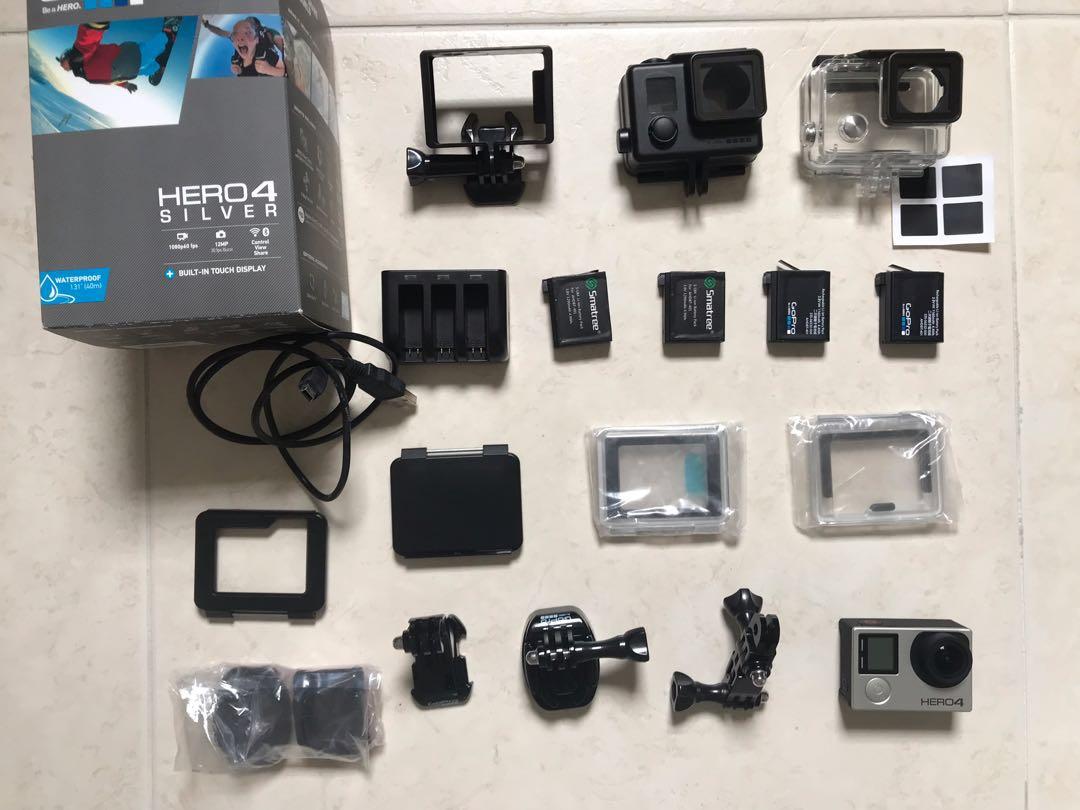 Gopro Hero4 Silver 4 Batteries 3 Case Loads Of Accessories Photography Video Equipment On Carousell