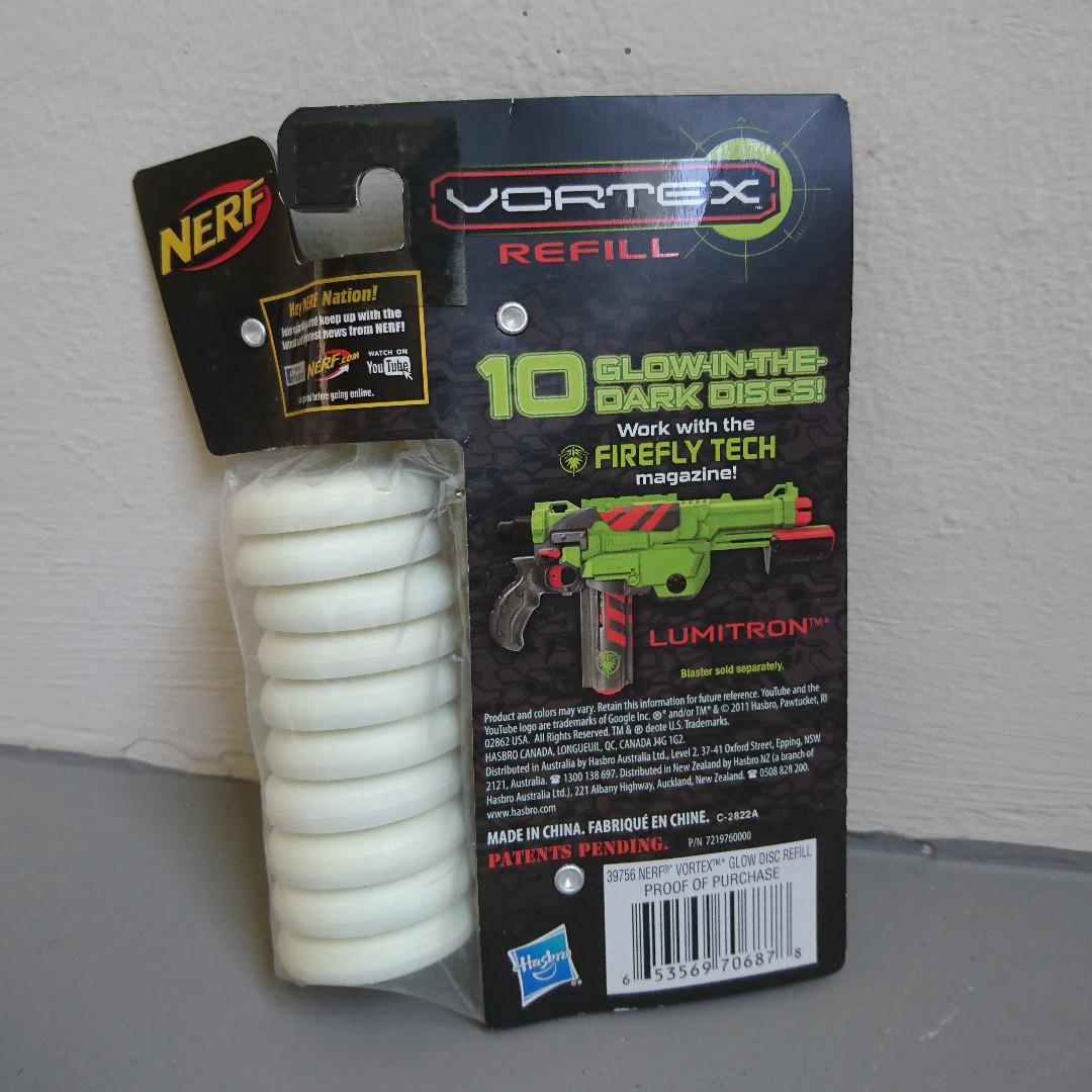 Brand New NERF Vortex 10 GLOW In The Dark DISC Refill Pack OFFICIAL 