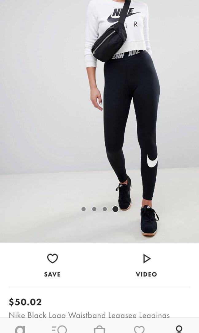 nike black logo waistband legasee leggings