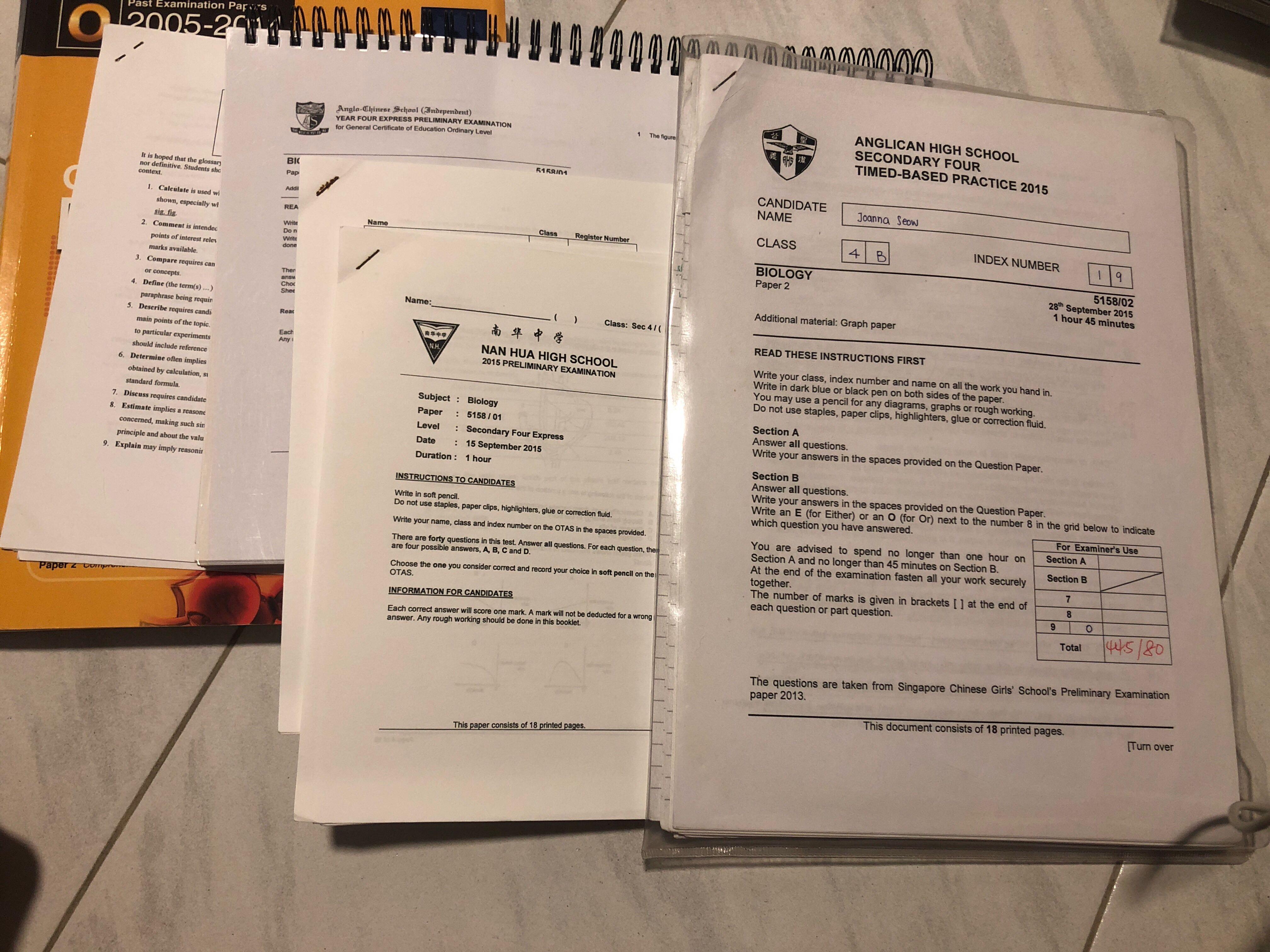 High test Pure Anglican + TYS ... School notes Bio and + papers