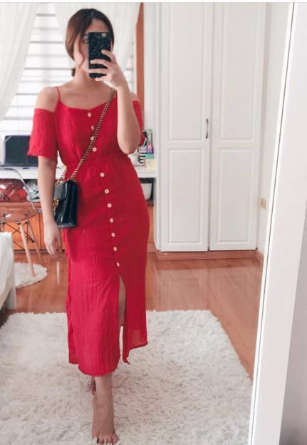 red classic dress