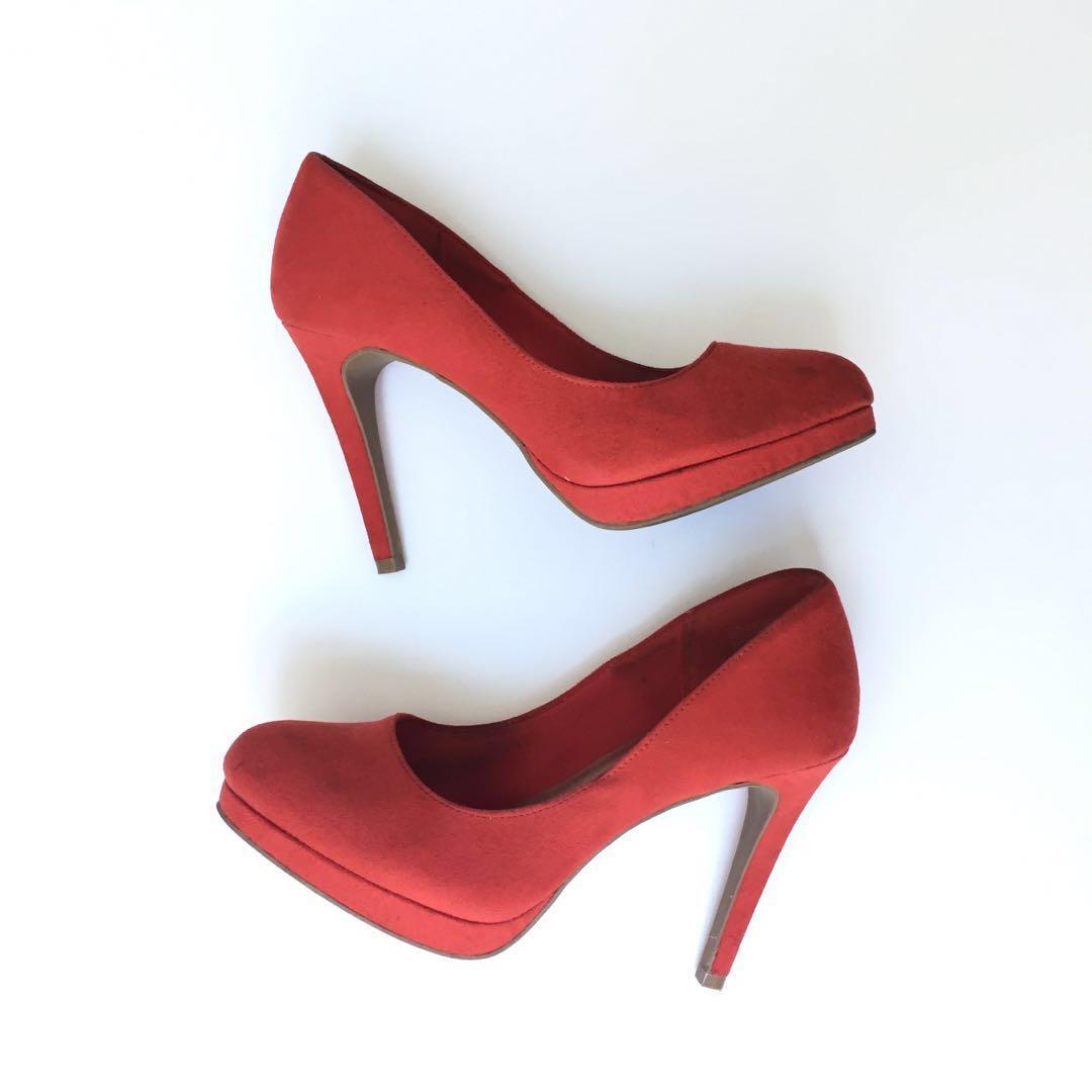 Red High Heel Shoes, Women's Fashion 