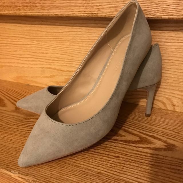 Size 7 ASOS Grey suede wide fit heels Women s Fashion Shoes on Carousell