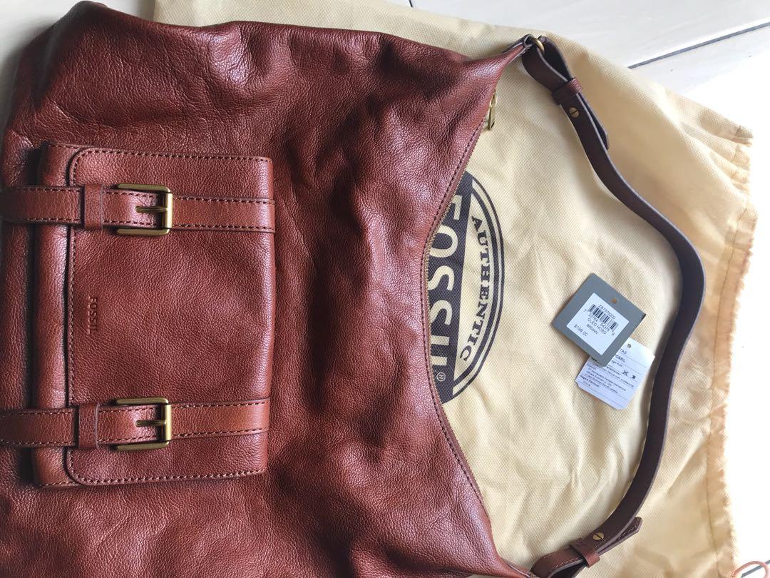 Tas Fossil Cleo Hobo Brown Fesyen Wanita Tas Dompet di Carousell