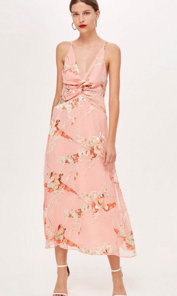 Topshop pink midi best sale dress
