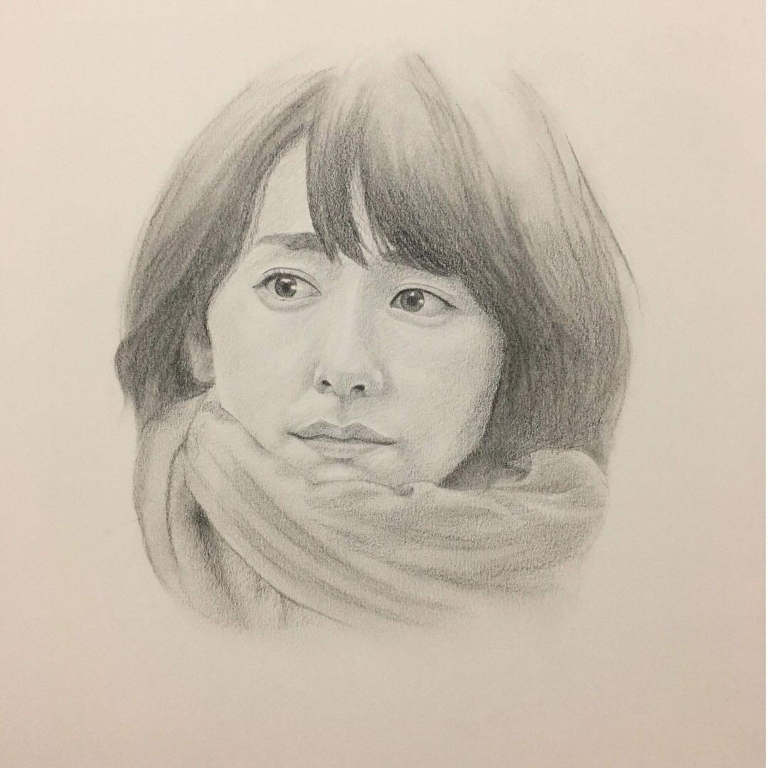 日本女明星新垣結衣 美人繪 肖像畫 連畫框 日本明星 Carousell
