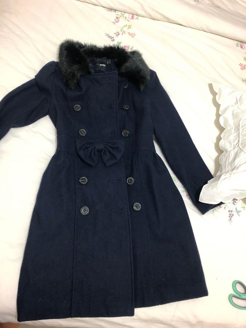 navy wool coat womens