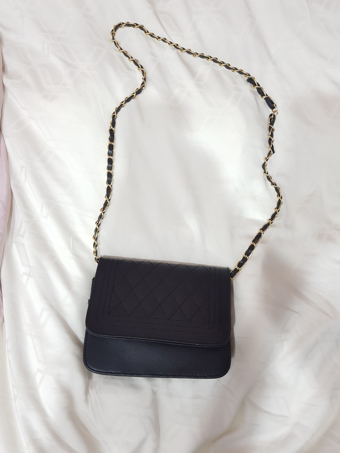 sling bag with gold chain