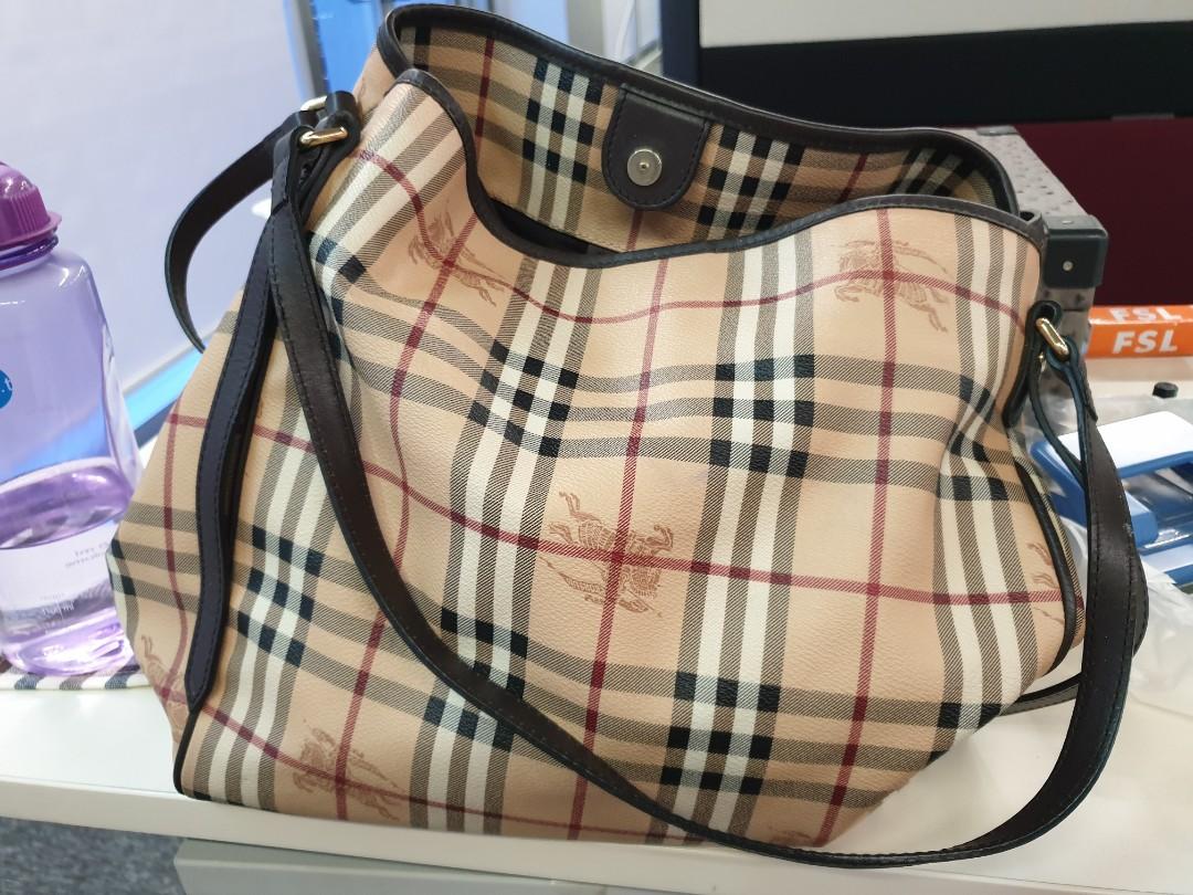 Burberry Checkered Shoulder Tote Bag 