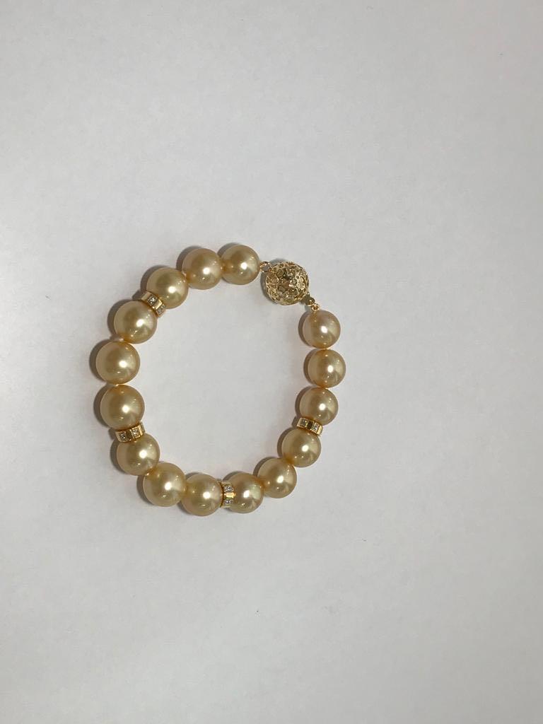 Golden south sea pearl bracelet hot sale