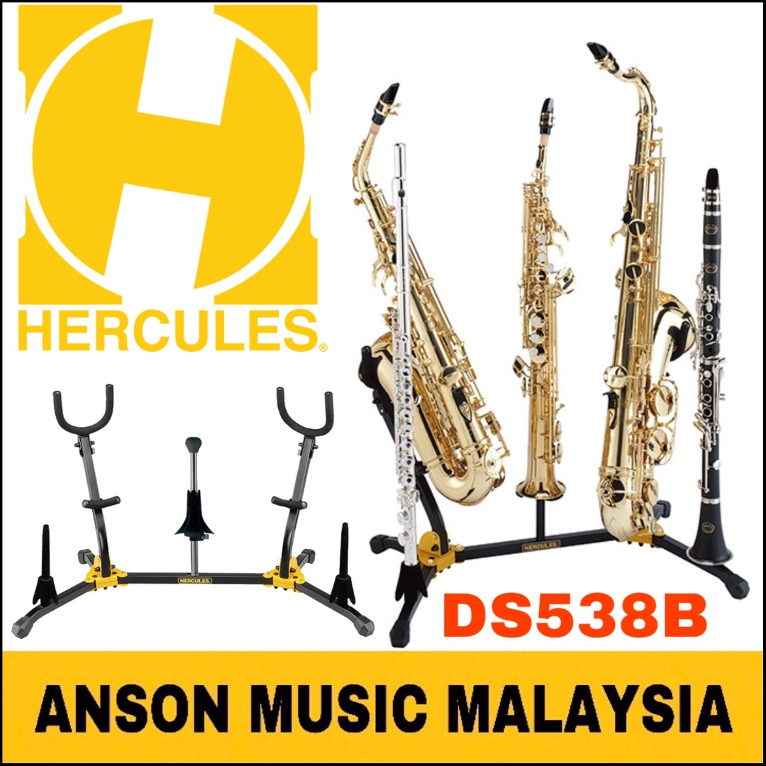 Hercules DS538B Alto/Tenor, Soprano Saxophone and Stand, Hobbies & Toys, Music