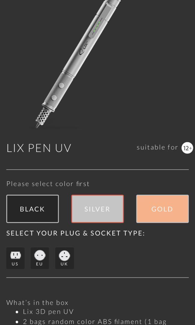 Lix 3d Printing Pen Uv Electronics Others On Carousell