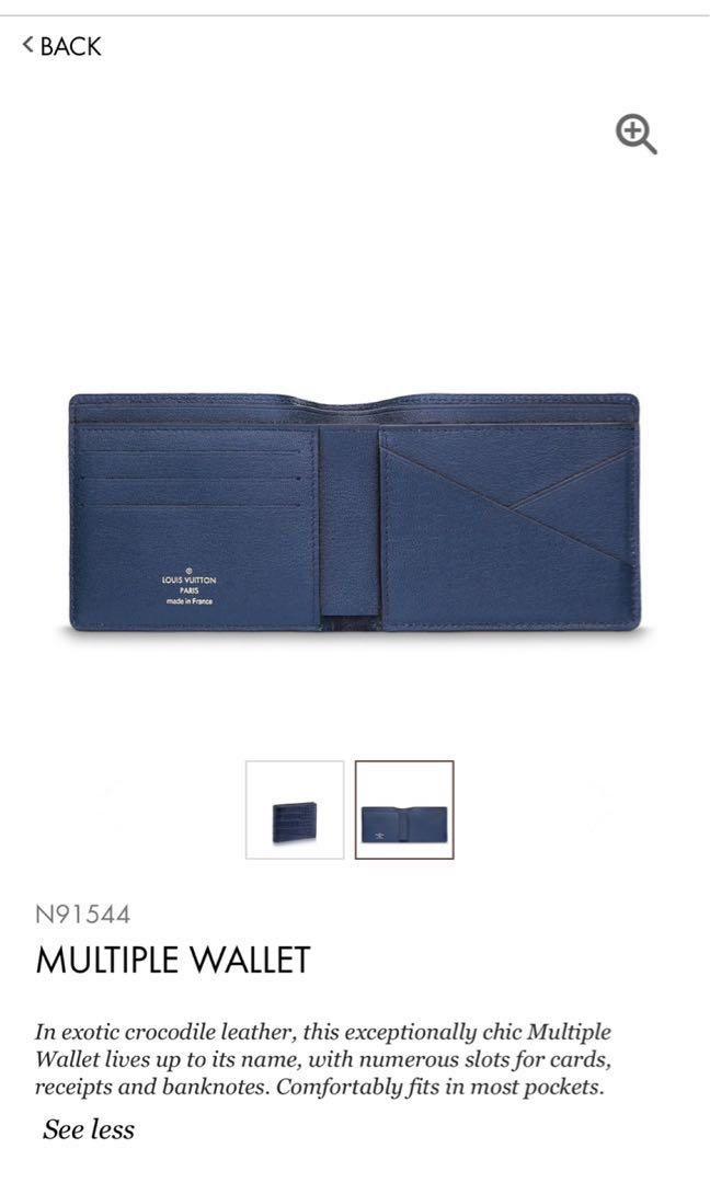 Louis Vuitton Crocodile Leather Long Wallet N81530, Blue, One Size