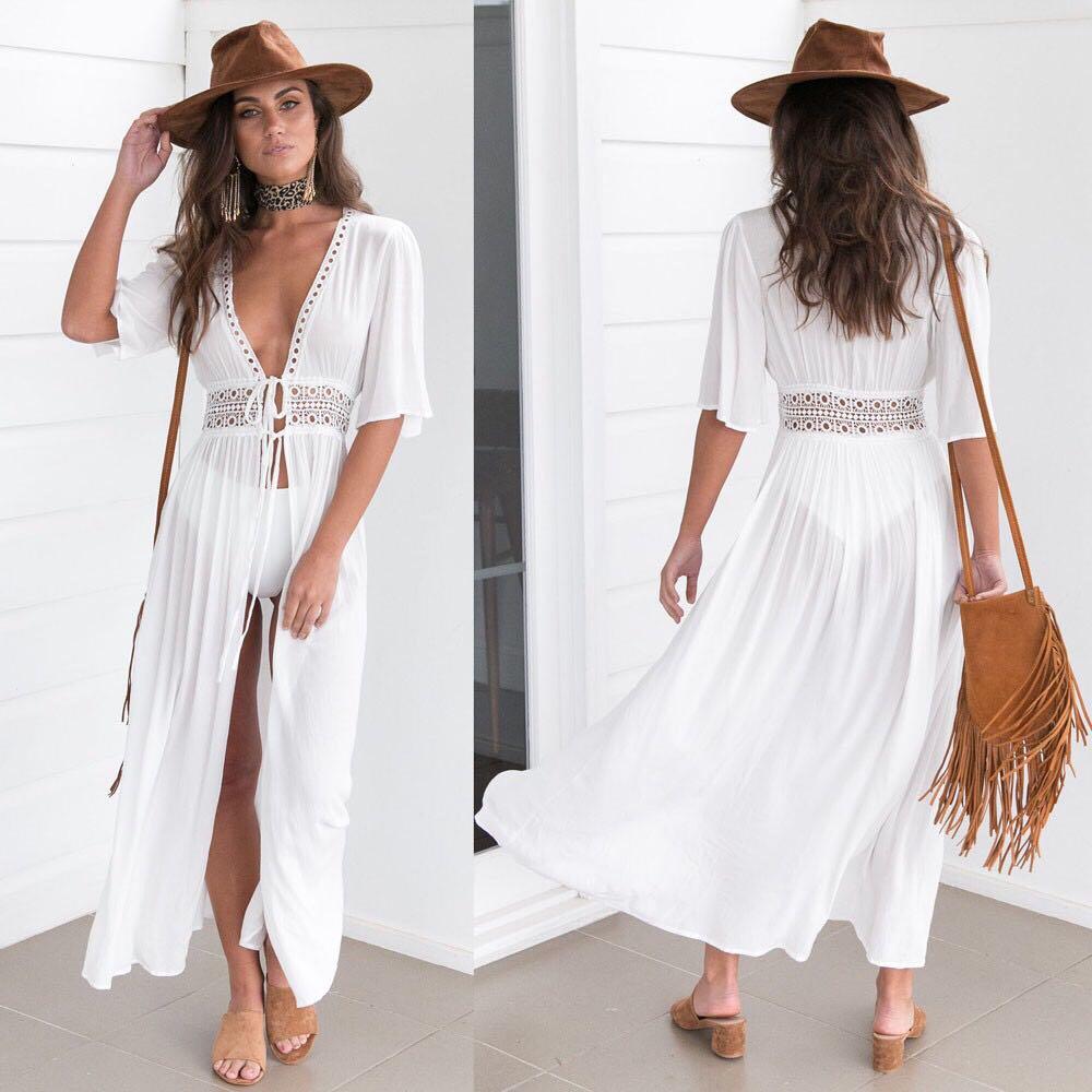 white cover up dress
