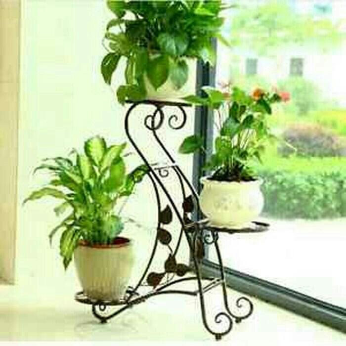 Rak Besi Standing Pot Bunga Hias Model S1 Desain Kerajinan Tangan Karya Seni Di Carousell