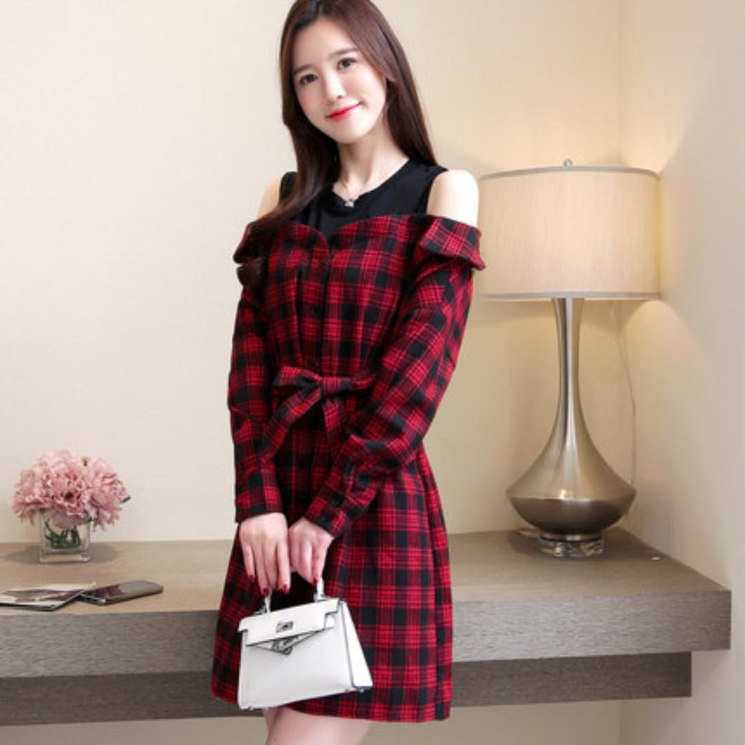 red and black checkered dress