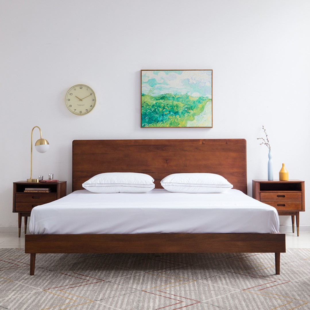 Teak Wood Minimalist Bed Frame, Minimalist Bed Frame King