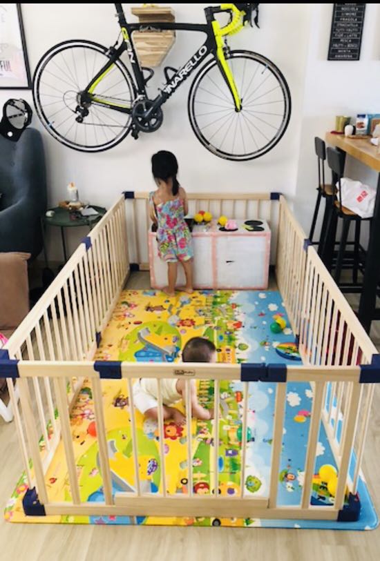 Wooden play yard 6 panel with door, Babies & Kids, Infant Playtime on