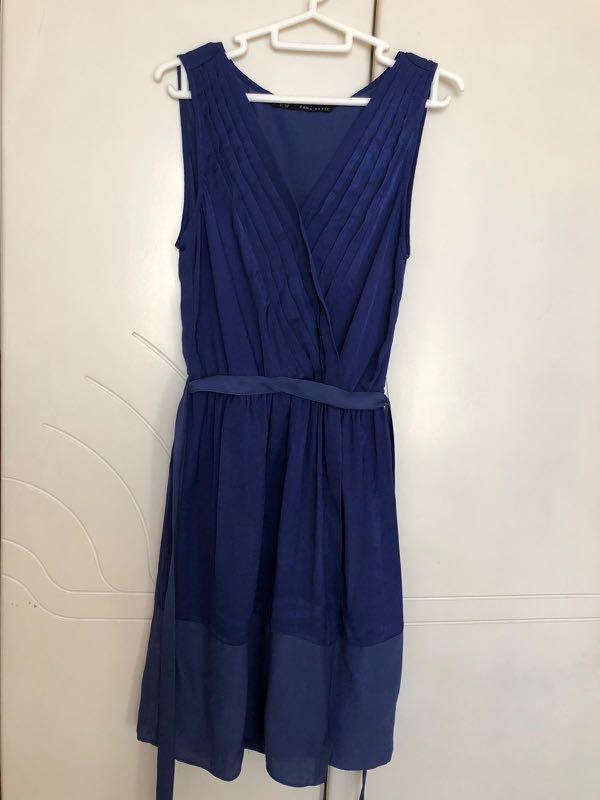 zara blue wrap dress