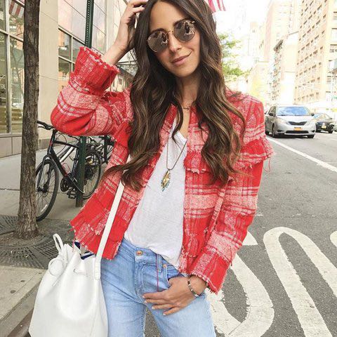 zara red tweed jacket