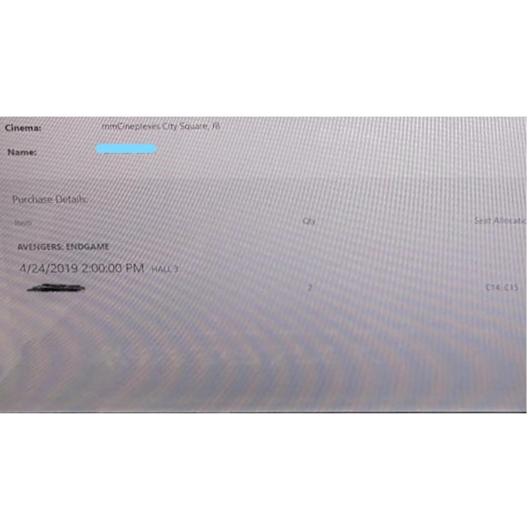 Avengers Endgame Movie Ticket For 2 At City Square Jb Entertainment Events Concerts On Carousell