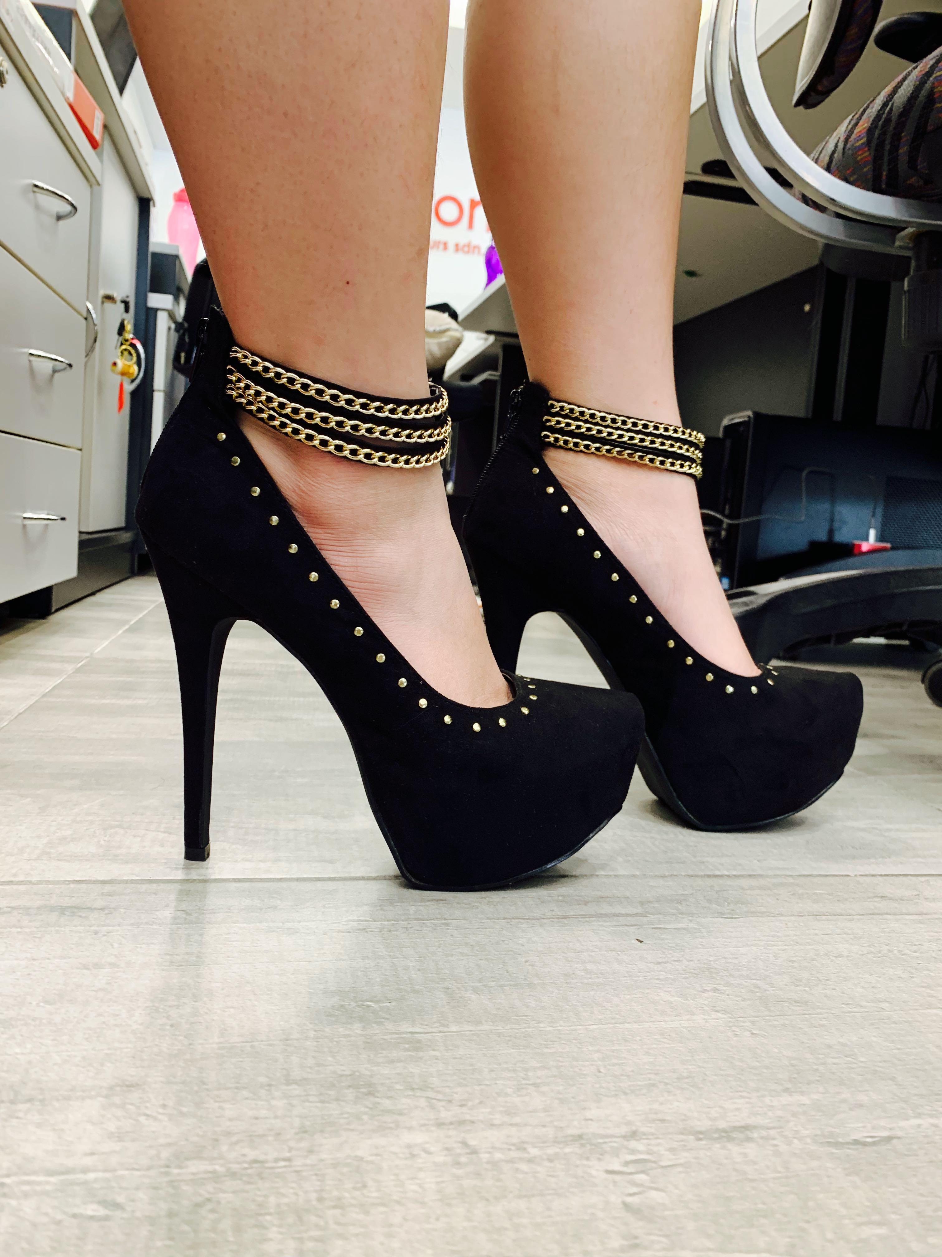 high heels in black color