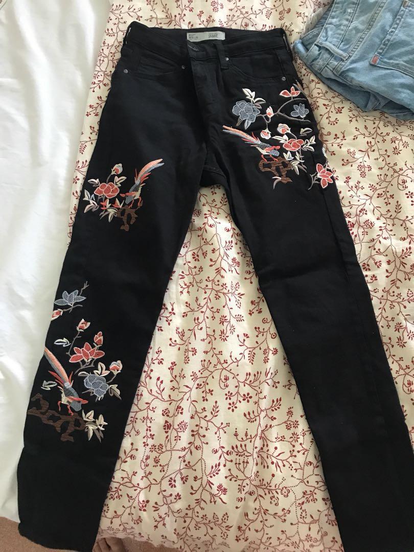 embroidered jeans topshop