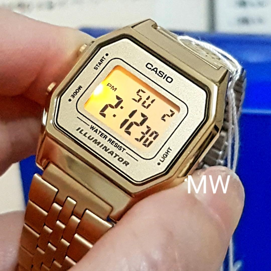 Casio original ladies gold tone digital watch la680wga brand new