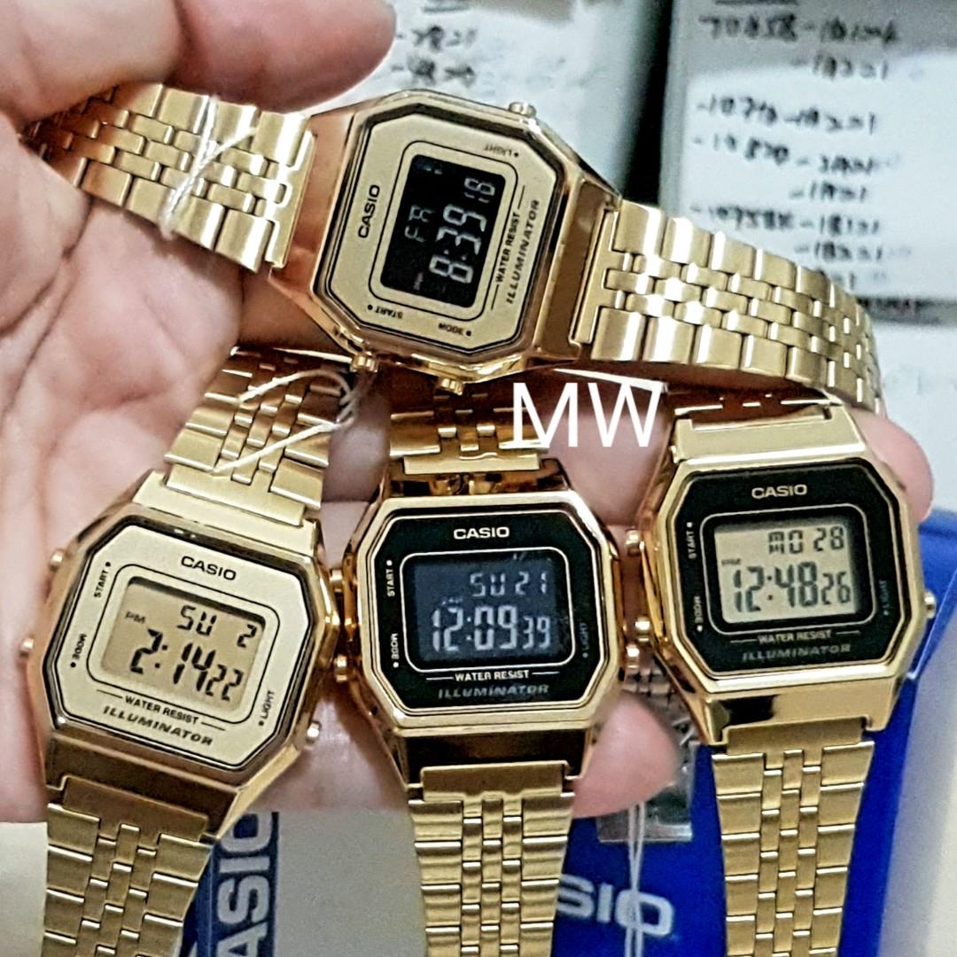 Casio gold tone digital top watch