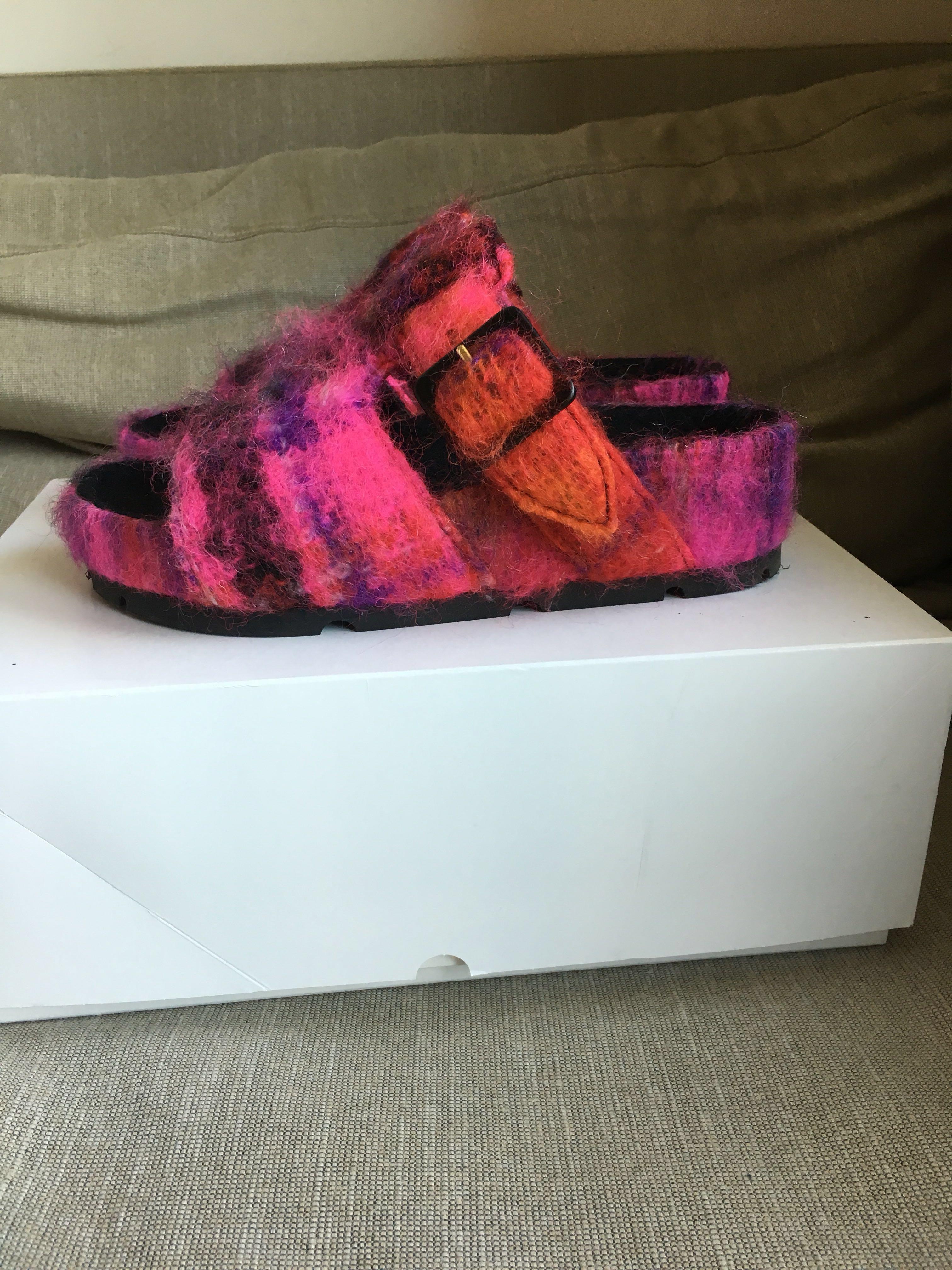 celine mohair boxy sandals